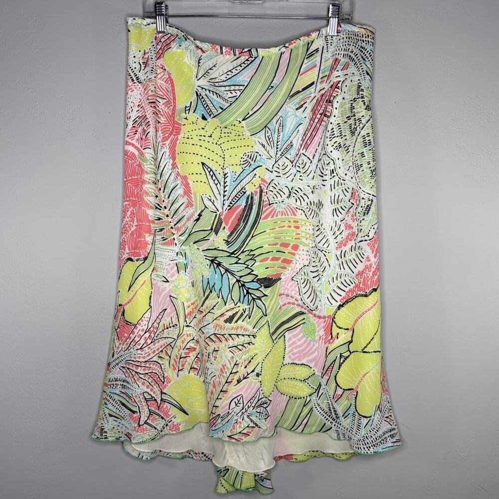 Boho Coastal Tropical Midi Skirt –‎ Size 14 - Lettuce Hem Resortwear Islandcore